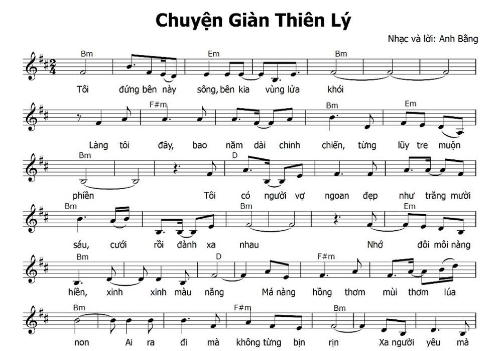 Sheet nhạc Chuyện Giàn Thiên Lý